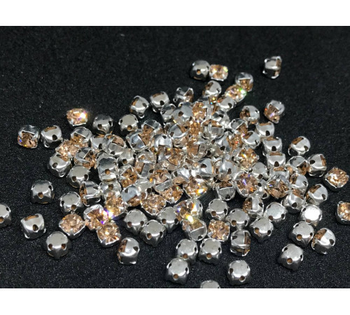 Шатоны Light Peach /оправа серебро, ss16 (4 мм), 10 шт 
