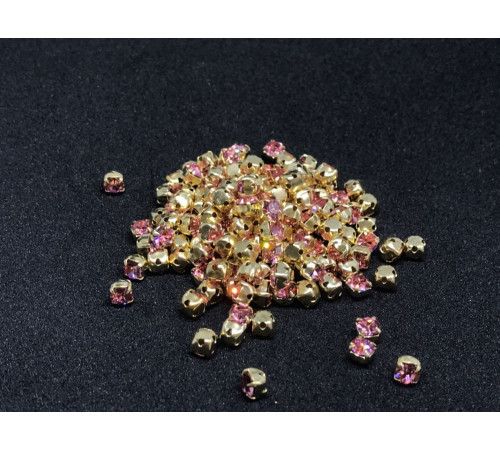 Шатоны Light Rose /оправа золото, ss12 (3 мм), 10 шт 