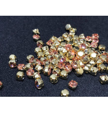 Шатоны Crystal Apricot /оправа золото, ss16 (4 мм), 10 шт 