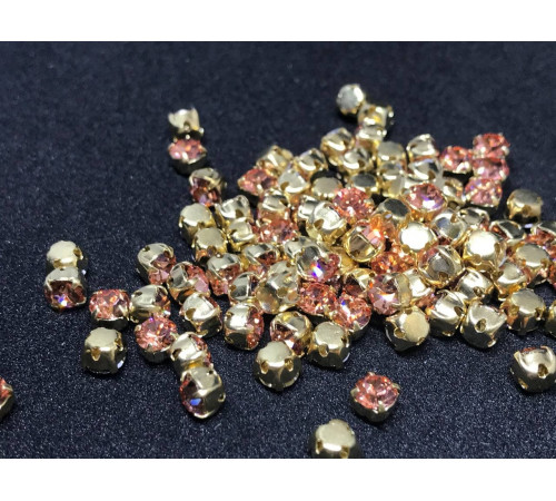 Шатоны Crystal Apricot /оправа золото, ss16 (4 мм), 10 шт 