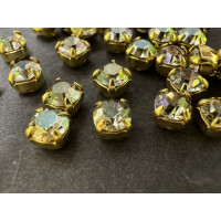 Шатоны Crystal Luminous Green /оправа золото, ss16 (4 мм), 10 шт 