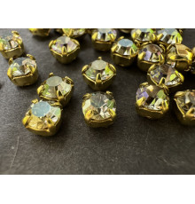 Шатоны Crystal Luminous Green /оправа золото, ss16 (4 мм), 10 шт 