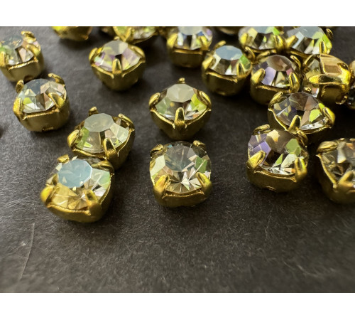Шатоны Crystal Luminous Green /оправа золото, ss16 (4 мм), 10 шт 