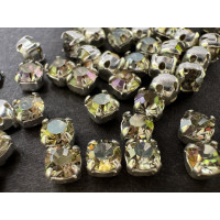 Шатоны Crystal Luminous Green /оправа серебро, ss16 (4 мм), 10 шт 