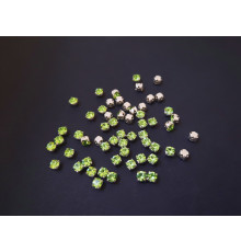 Шатоны Peridot /оправа серебро, ss16 (4 мм), 10 шт 