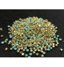 Шатоны Turquoise /оправа золото, ss12 (3 мм), 10 шт 