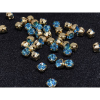 Шатоны Aqua Bohemica /оправа золото, ss16 (4 мм), 10 шт 