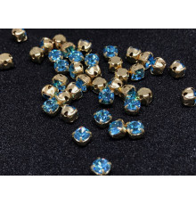 Шатоны Aqua Bohemica /оправа золото, ss16 (4 мм), 10 шт 
