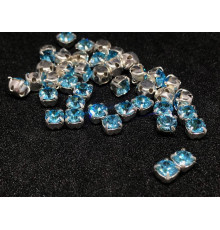 Шатоны Aqua Bohemica /оправа серебро, ss16 (4 мм), 10 шт 