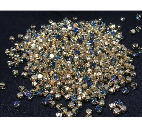 Шатоны Crystal Bermuda Blue /оправа золото, ss16 (4 мм), 10 шт 