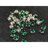 Шатоны Emerald /оправа серебро, ss16 (4 мм), 10 шт 