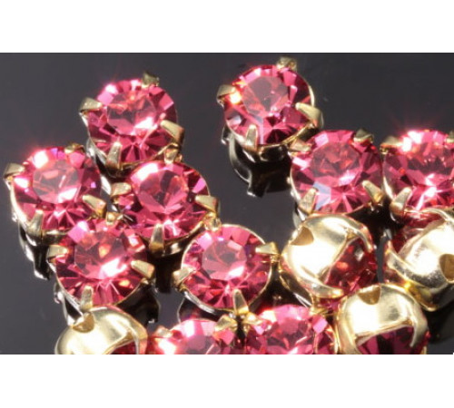 Шатоны Indian Pink /оправа золото, ss16 (4 мм), 10 шт 