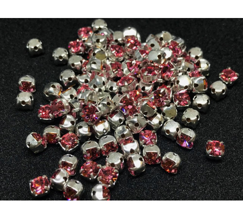 Шатоны Light Rose /оправа серебро, ss16 (4 мм), 10 шт 