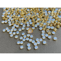 Шатоны Light Sapphire Opal /оправа золото, ss16 (4 мм), 10 шт 