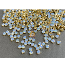 Шатоны Light Sapphire Opal /оправа золото, ss12 (3 мм), 10 шт 
