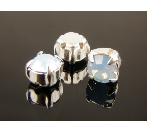 Шатоны Light Sapphire Opal /оправа серебро, ss16 (4 мм), 10 шт 