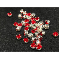 Шатоны Light Siam /оправа серебро, ss16 (4 мм), 10 шт 