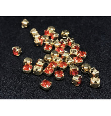 Шатоны Padparadscha /оправа золото, ss16 (4 мм), 10 шт 
