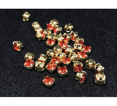 Шатоны Padparadscha /оправа золото, ss16 (4 мм), 10 шт 