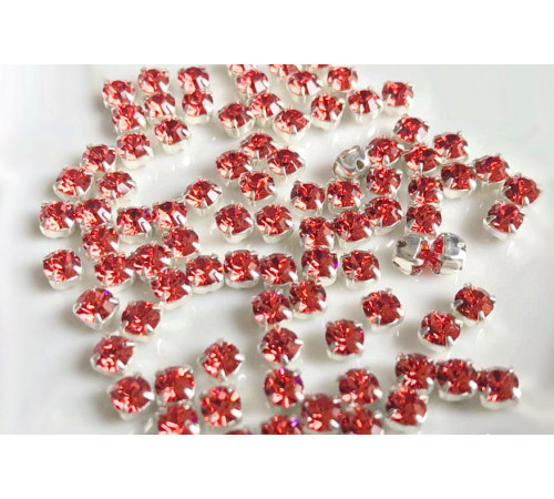 Шатоны Padparadscha /оправа серебро, ss16 (4 мм), 10 шт 
