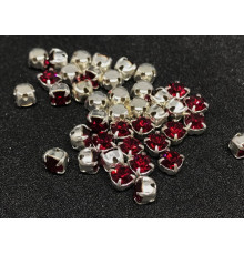 Шатоны Ruby /оправа серебро, ss16 (4 мм), 10 шт 