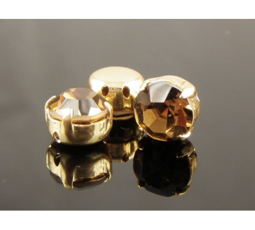 Шатоны Smoked Topaz /оправа золото, ss16 (4 мм), 10 шт 