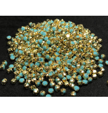 Шатоны Turquoise /оправа золото, ss16 (4 мм), 10 шт 