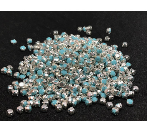Шатоны Turquoise /оправа серебро, ss16 (4 мм), 10 шт 
