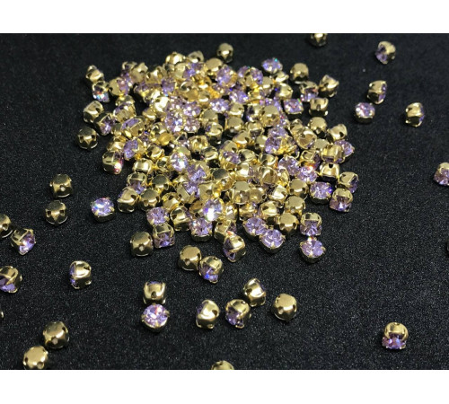 Шатоны Violet /оправа золото, ss16 (4 мм), 10 шт 