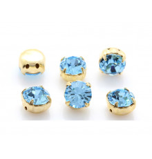 Шатоны Aquamarine /оправа золото, ss16 (4 мм), 10 шт 