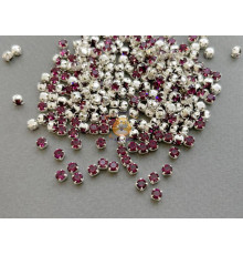 Шатоны Amethyst /оправа серебро, ss16 (4 мм), 10 шт 