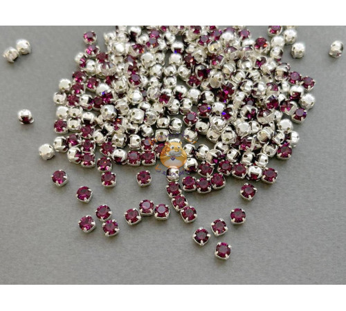 Шатоны Amethyst /оправа серебро, ss16 (4 мм), 10 шт 