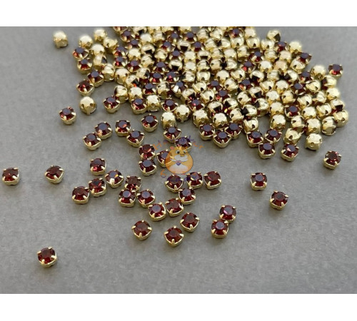 Шатоны Burgundy /оправа золото, ss16 (4 мм), 10 шт 