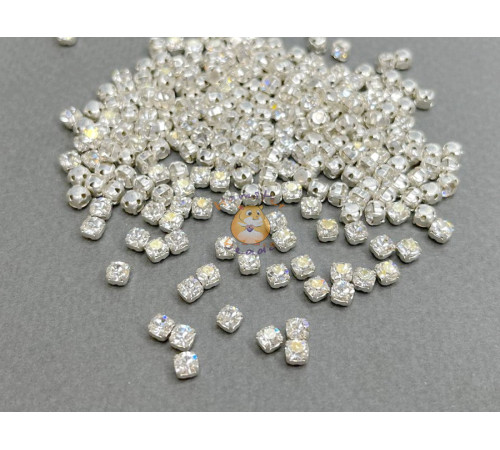 Шатоны Crystal /оправа серебро, ss16 (4 мм), 10 шт 