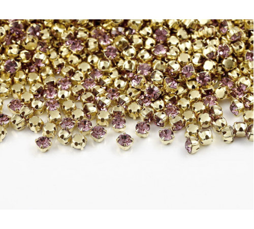 Шатоны Light Amethyst /оправа золото, ss16 (4 мм), 10 шт 