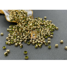 Шатоны Olivine /оправа золото, ss16 (4 мм), 10 шт 