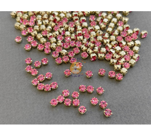 Шатоны Rose /оправа золото, ss16 (4 мм), 10 шт 