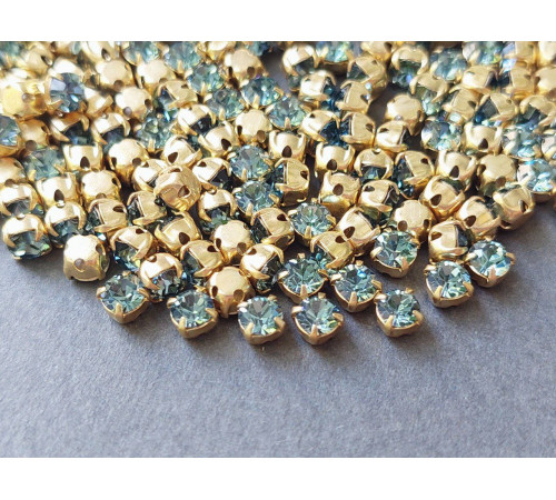 Шатоны Smoked Sapphire /оправа золото, ss16 (4 мм), 10 шт 