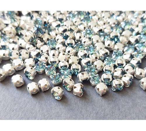 Шатоны Smoked Sapphire /оправа серебро, ss16 (4 мм), 10 шт 