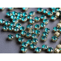 Шатоны ss29 Blue Zircon/ оправа золото