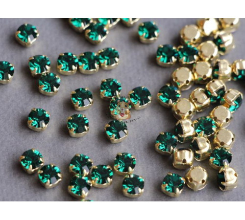 Шатоны ss29 Emerald/ оправа золото