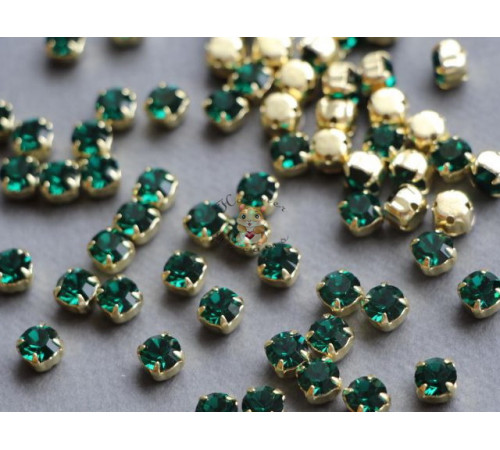 Шатоны ss29 Emerald/ оправа золото