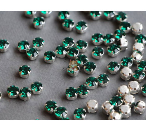 Шатоны ss29 Emerald/ оправа серебро