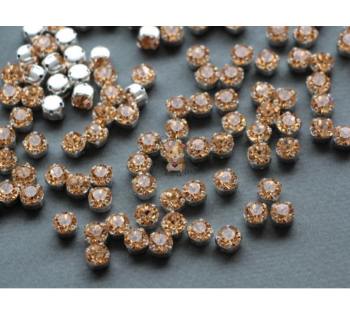Шатоны ss29 Light Peach/ оправа серебро