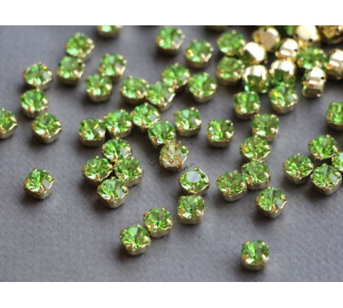 Шатоны ss29 Peridot/ оправа золото