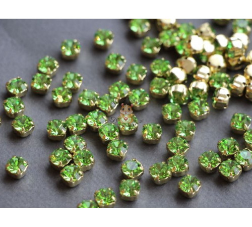 Шатоны ss29 Peridot/ оправа золото