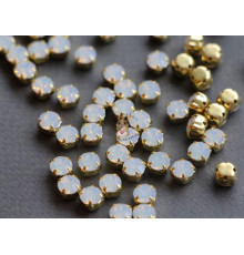 Шатоны ss29 White Opal/ оправа золото