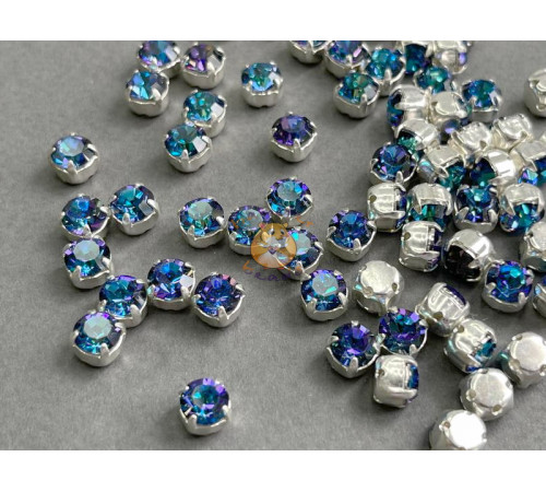 Шатоны ss29 Crystal Bermuda Blue/ оправа серебро