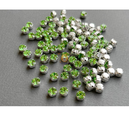 Шатоны ss29 Peridot/ оправа серебро