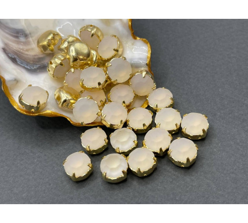 Матовые шатоны ss39 White Opal Matt оправа золото